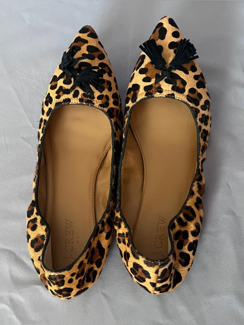 J Crew leopard print tassel pointed toe flats | size 8.5 - Picture 2 of 6